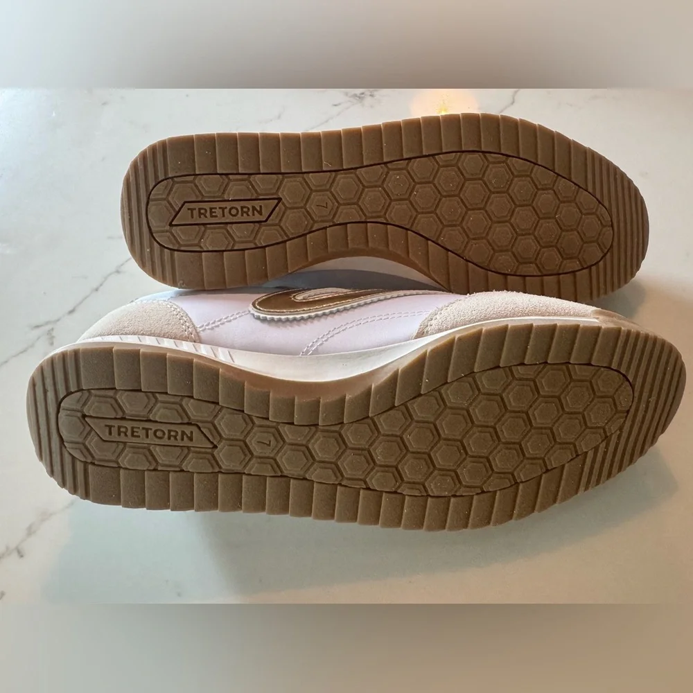 Tretorn Women's Kristine Elite Gold and White Sneakers - Picture 7 of 10